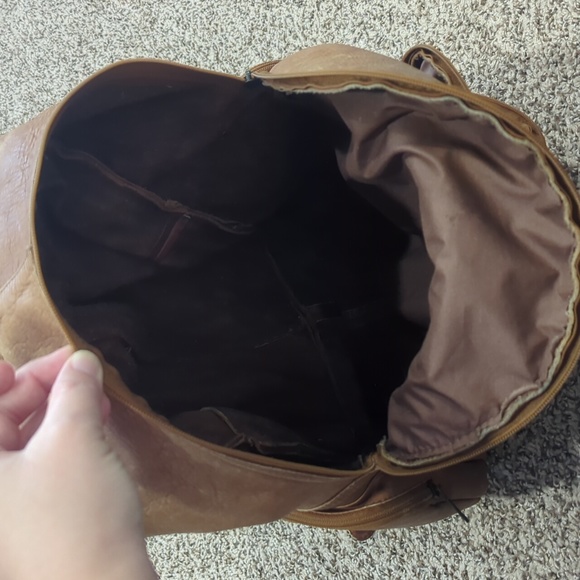 Leather expandable backpack organizer pocket adjustable straps
